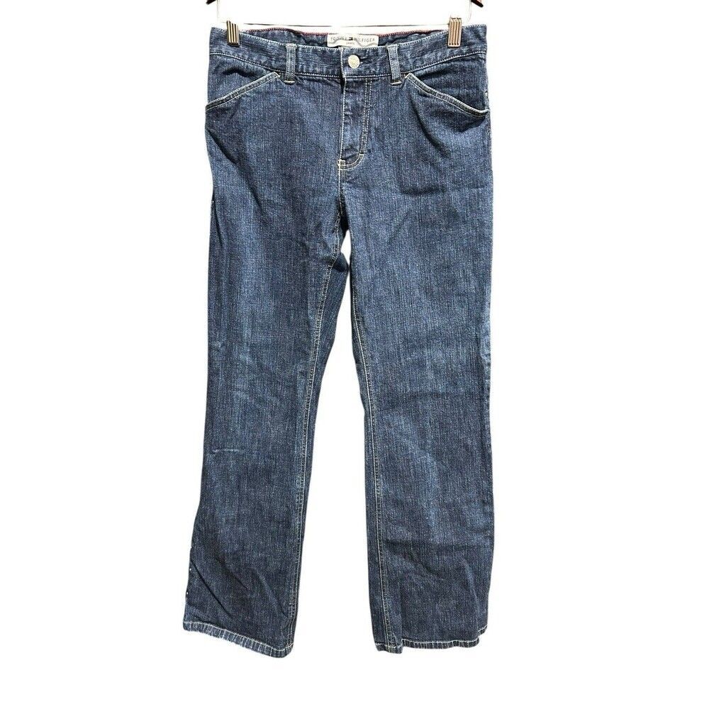 Tommy Hilfiger Vintage Jeans No Pockets Bootcut Studded Detail Size 8 Womens 90s